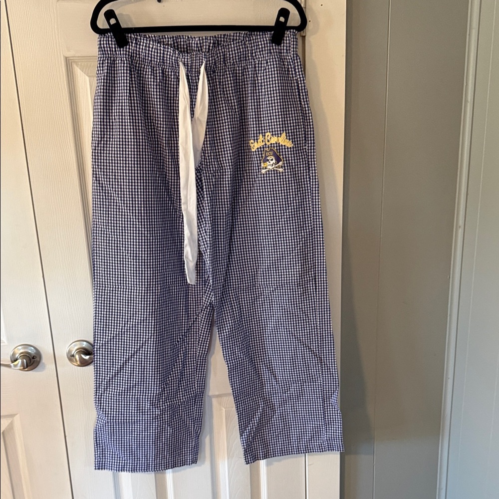 Purple & White Pajama Pants with Gold Pirate ECU Logo